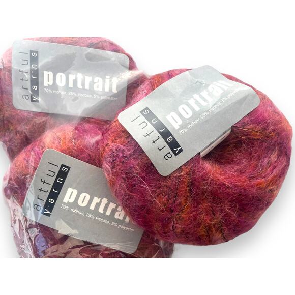 3 Skeins Artful PORTRAIT Mohair Fuzzy Yarn 🧶 114 Fazio's Mistress Pink - Picture 2 of 12